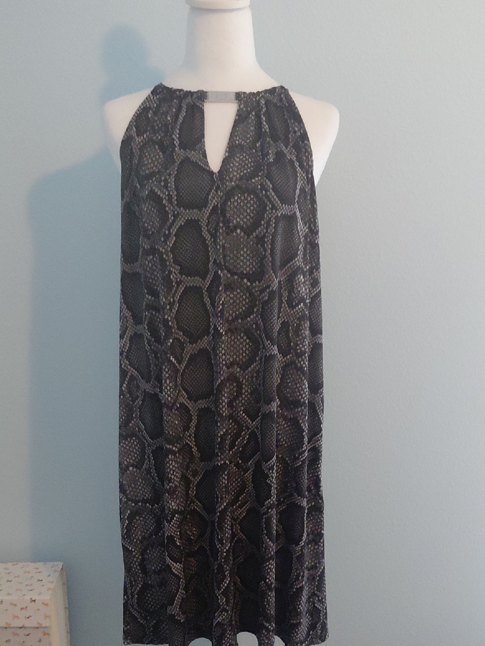 MICHAEL Michael Kors Black Snake-Print Halter Dress